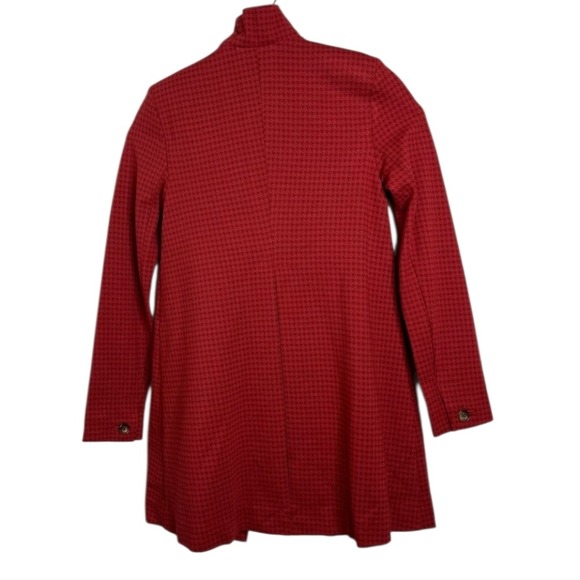 CAbi Red Houndstooth Celebration Long Jacket Coat Women's size Small New - Picture 7 of 16